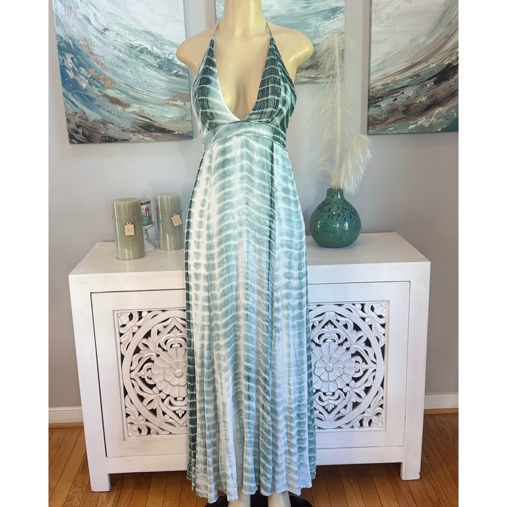 Modern Vintage Boutique Tie Dye Halter Maxi Dress Size Small